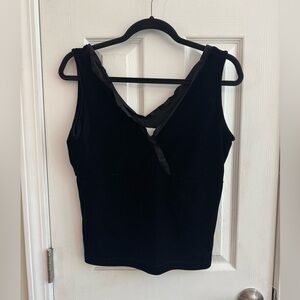 Vintage Black Velvet Sleeveless Top